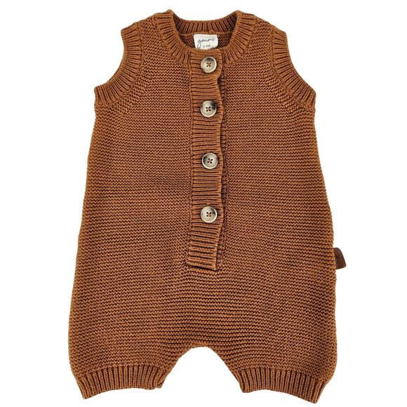 GOUMI KIDS BABY - ORGANIC COTTON - KNIT ROMPER SIENNA - SIZE 0-3 MONTHS - Picture 1 of 6
